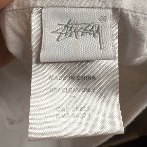 Stussy White Textured Bomber Jacket Streetwear Size Medium GUC - Picture 7 of 8